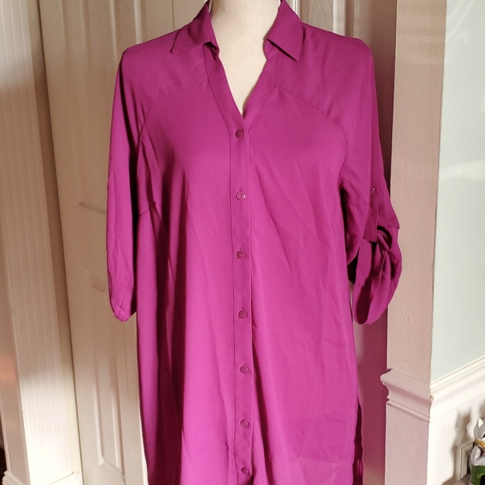 Women's tunic button down blouse